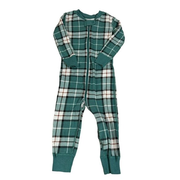 Hanna Andersson Pajamas Onesie Plaid Green Size 85 cm 2T - Picture 1 of 5